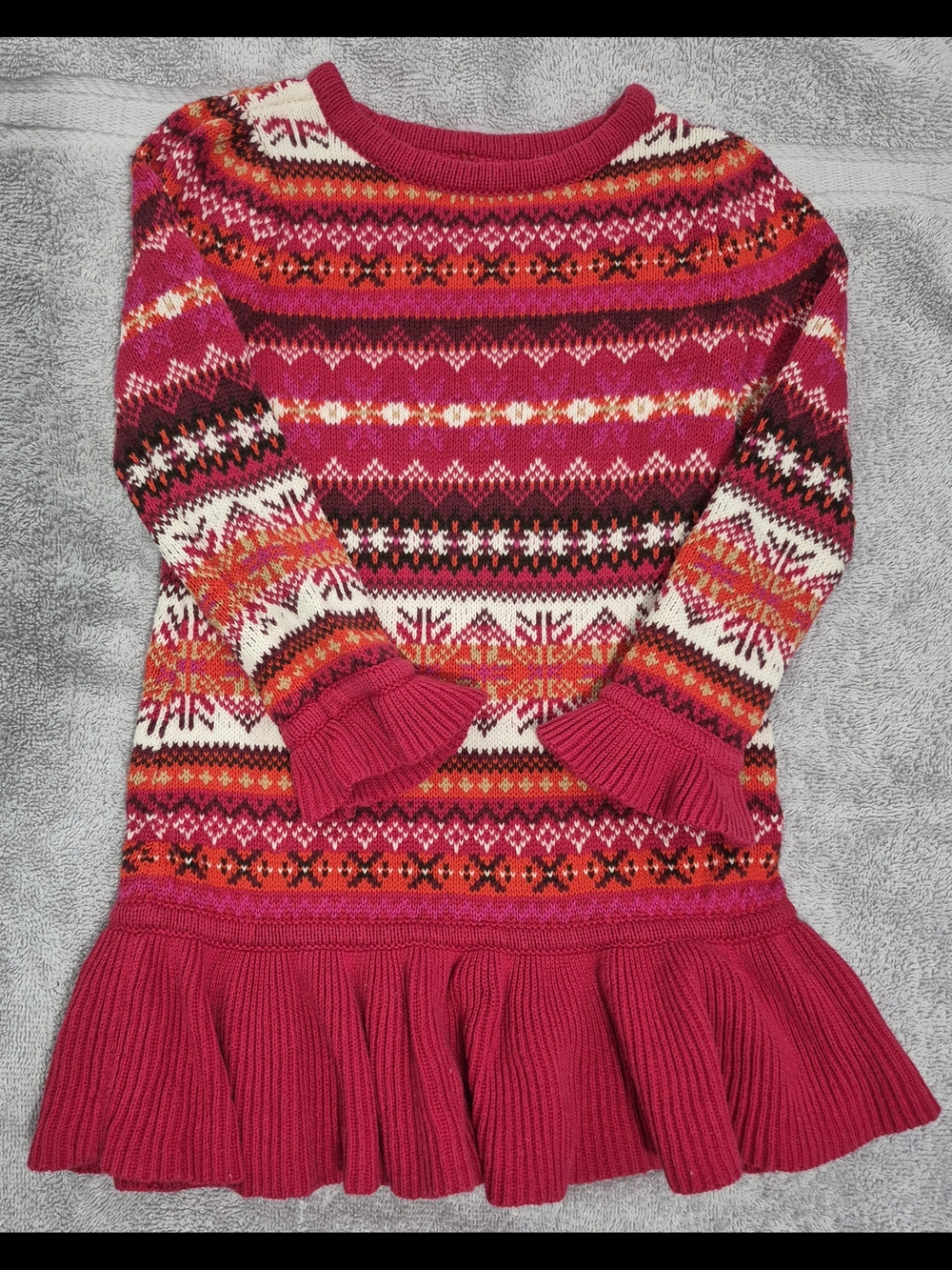 GAP Girls Knit Dress in Fuchsia, Pink, Red, White